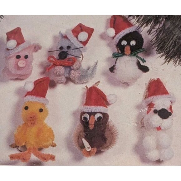 Merri Mac Christmas Kit Pom Poms Goozlefunch Animals Bunch Craft DIY Vtg #84-58 - Picture 3 of 11